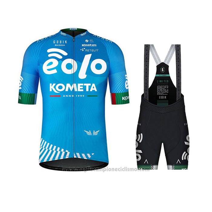 2021 Abbigliamento Ciclismo Eolo Kometa Blu Manica Corta e Salopette